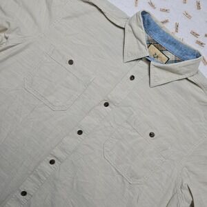 Outdoor‎ Life Men's Short Sleeve Button Up Shirt XL Beige 100% Cotton Casual